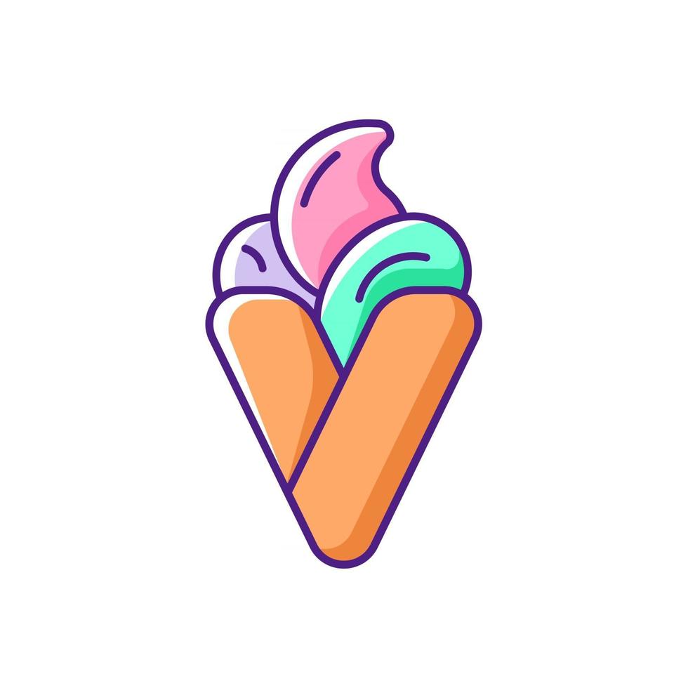 icono de color rgb de helado de waffle de burbuja vector
