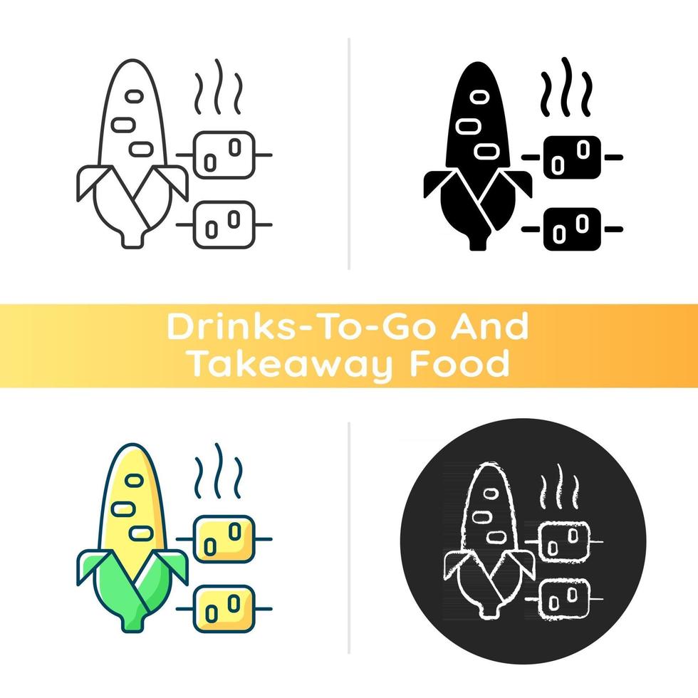 Boiled and grilled corn icon vector