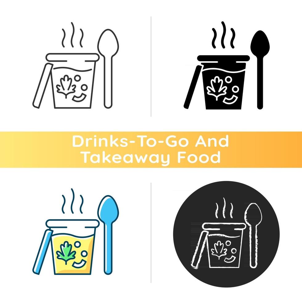 Takeaway soups icon vector