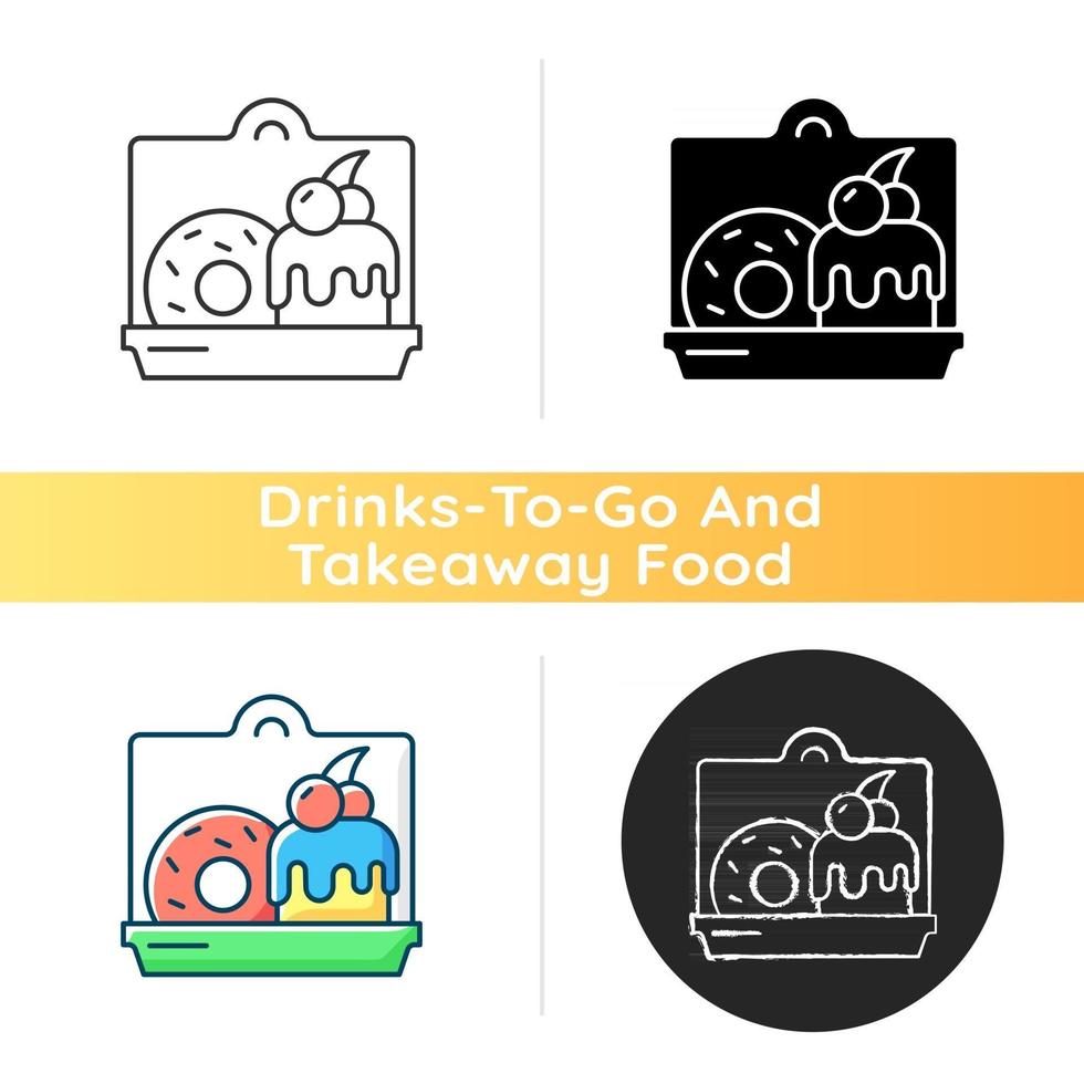 Cakes and desserts takeout icon vector