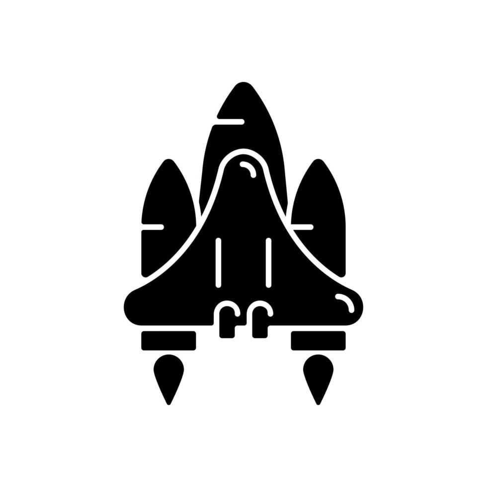 Space shuttle black glyph icon vector