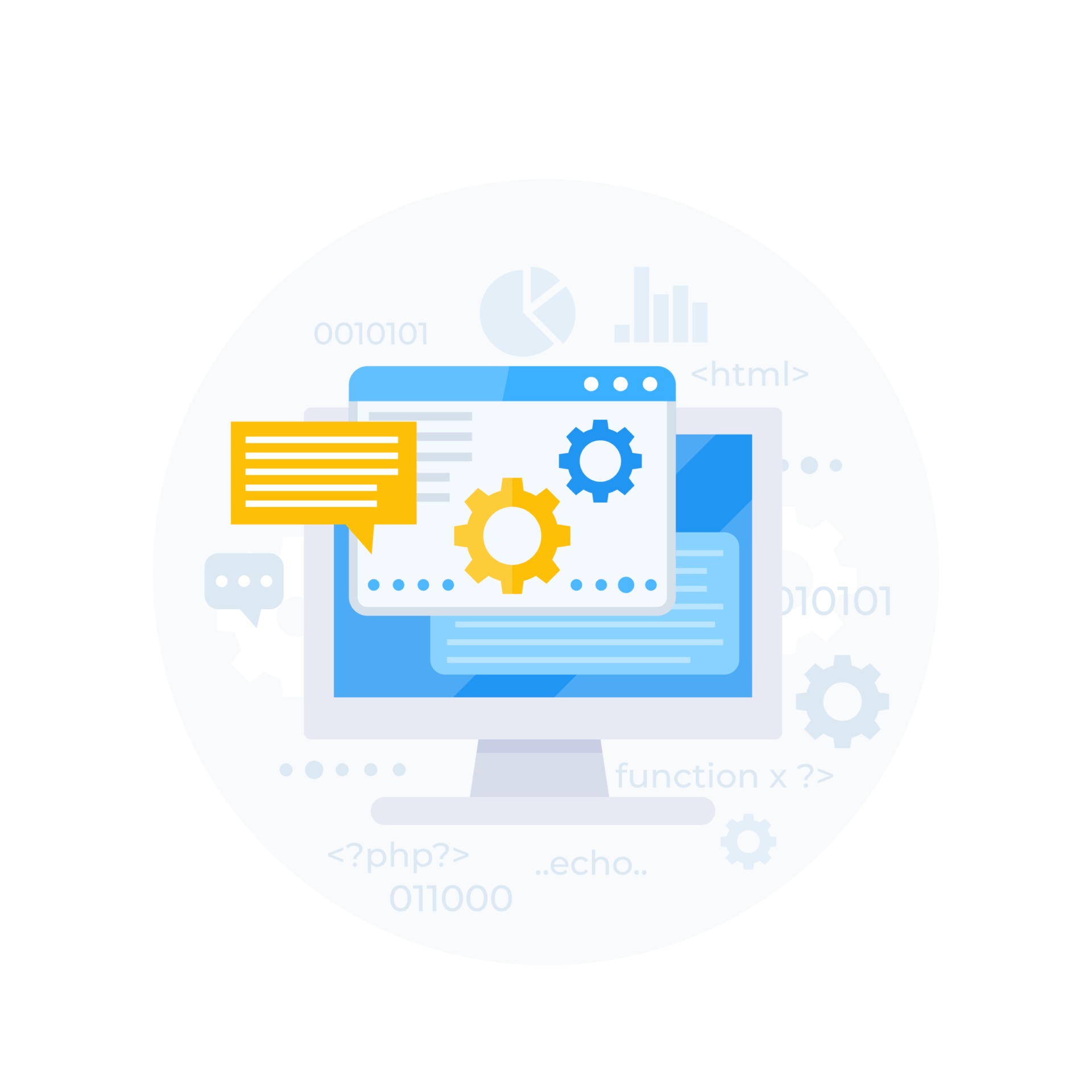 coding and software development or programming and IT consulting vector ...