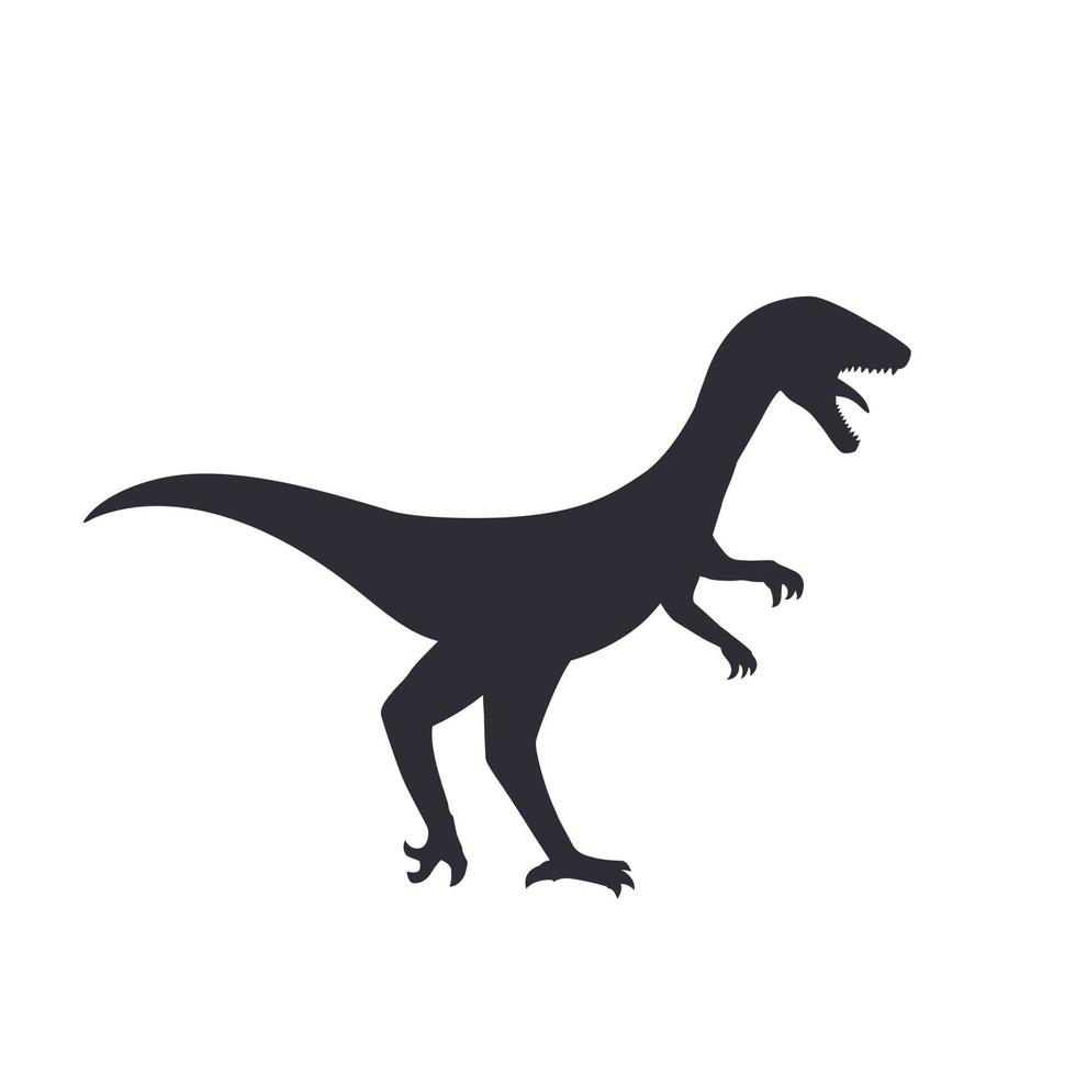 Velociraptor dinosaurio silueta aislado en blanco vector