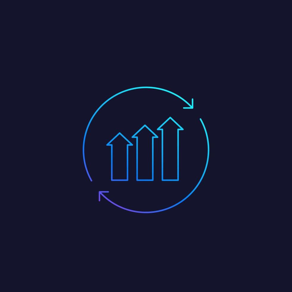 icono de línea de vector de crecimiento continuo