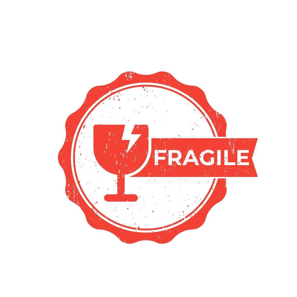 fragile sticker or vector badge