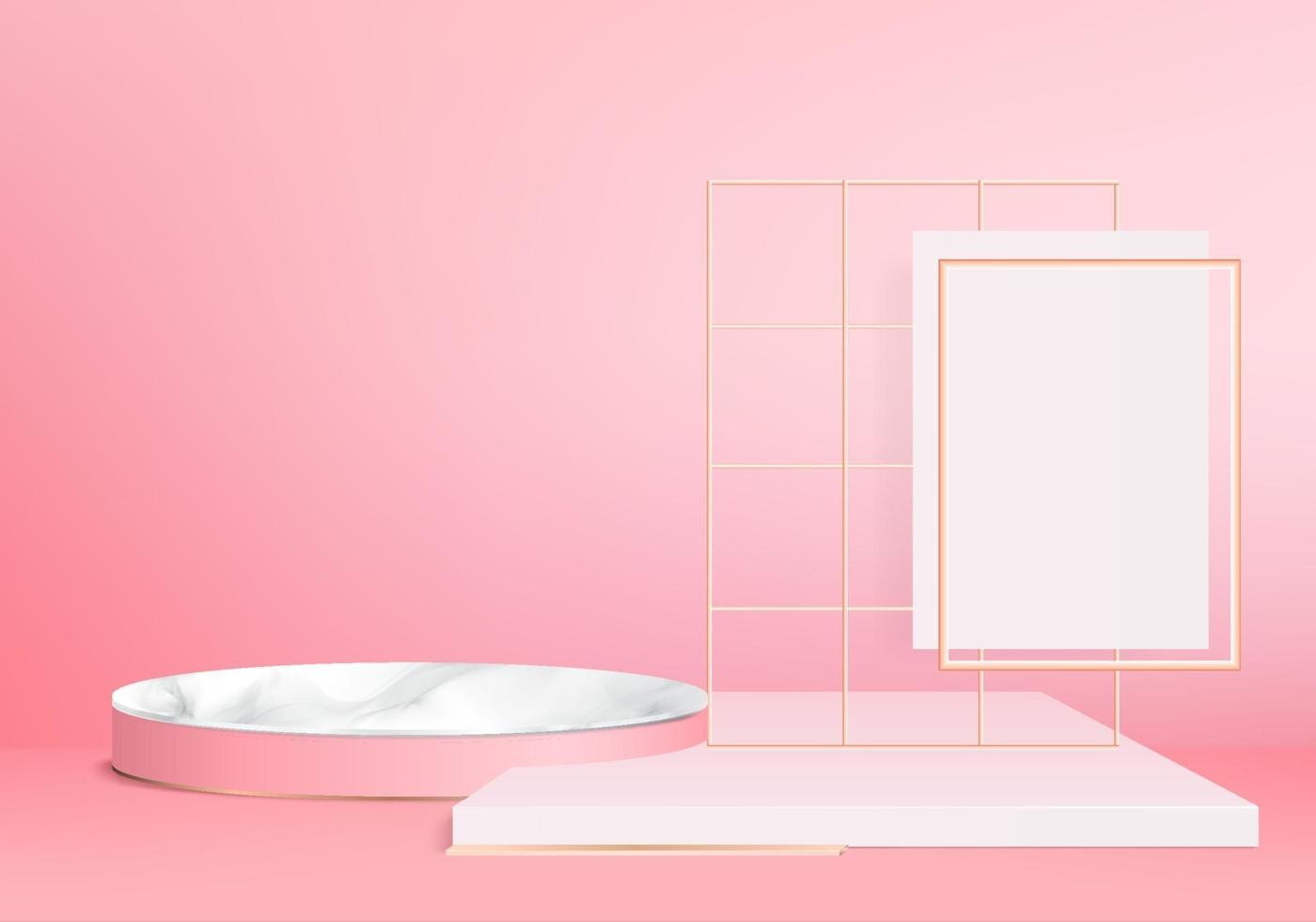 Minimal pink podium and scene with 3d render vector in abstract abackground composition 3d illustration mock up scene geometry shape platform forms for product display stage for product in modern