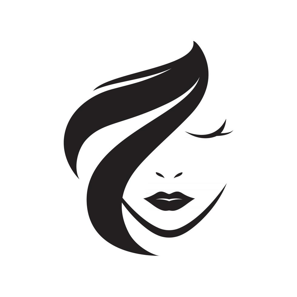 hair woman and face logo and symbols vector