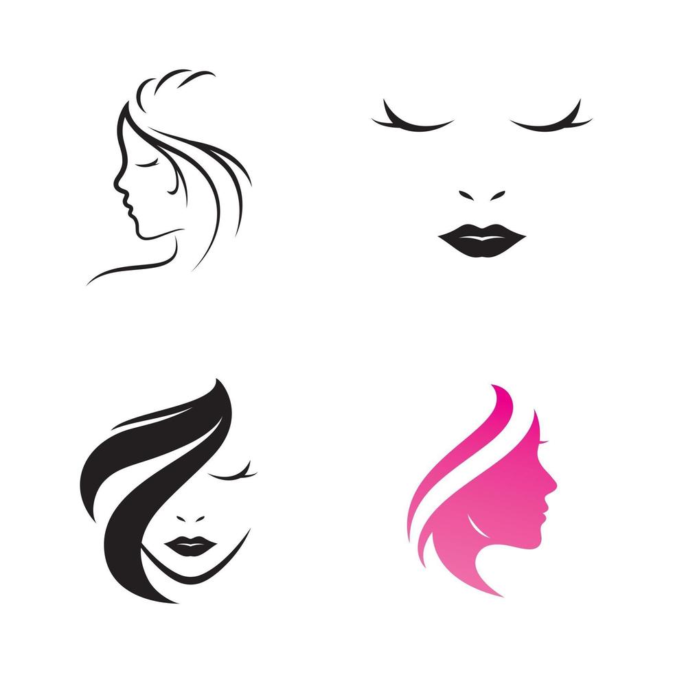 cabello mujer y rostro logo y simbolos vector