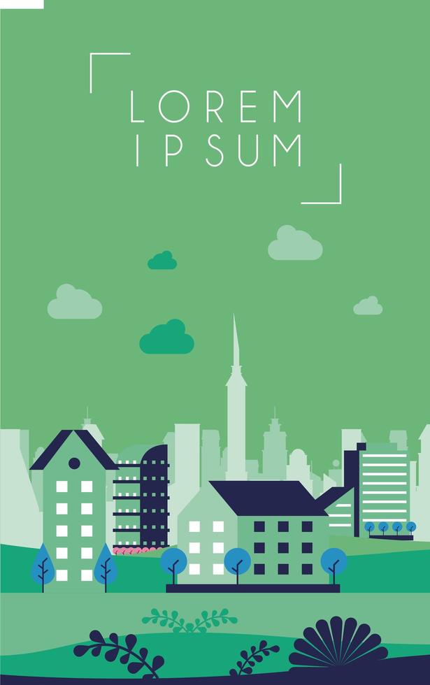 city minimal cityscape scene frame vector