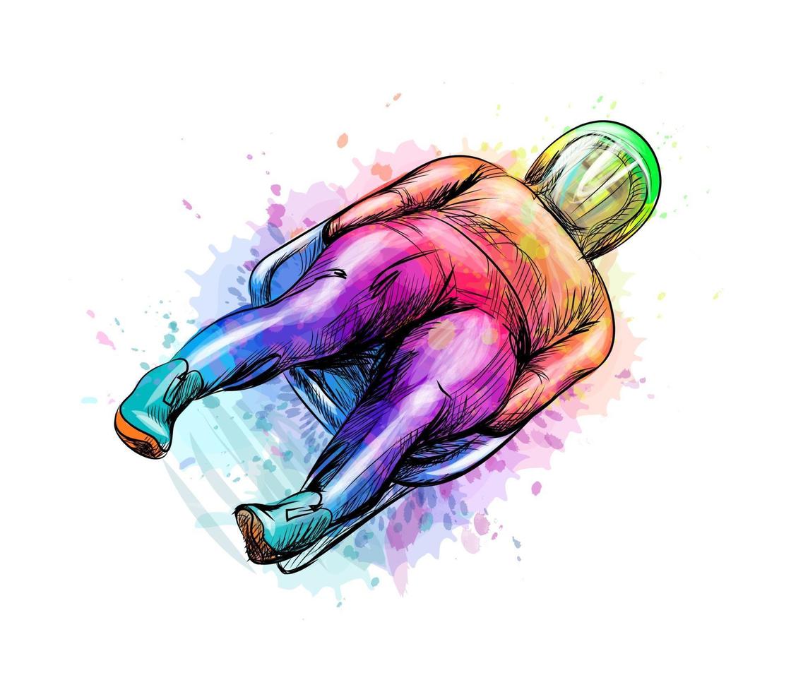 Abstract Luge sport winter sports from splash of watercolors Vector illustration of paints