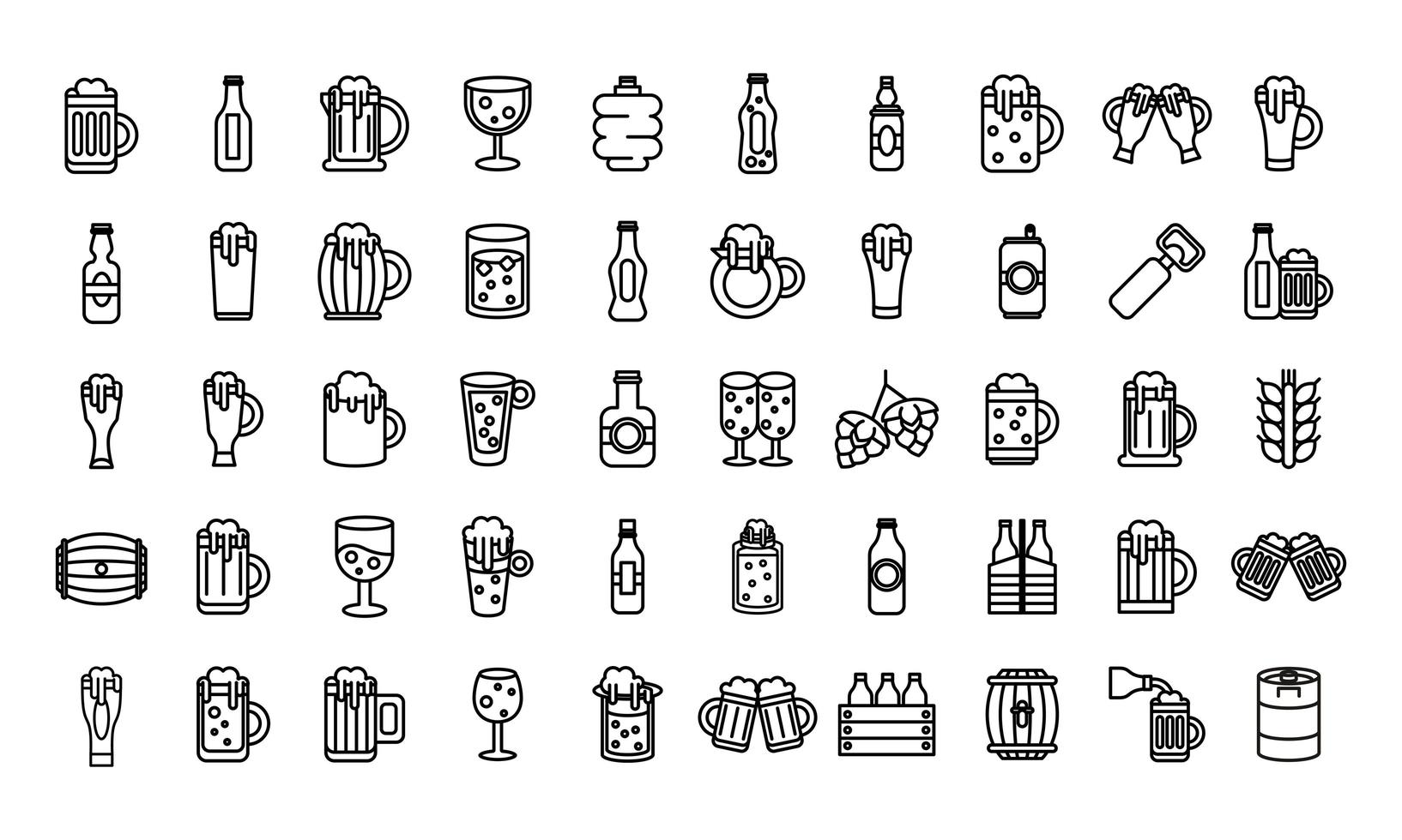 bundle of beer international day icons vector