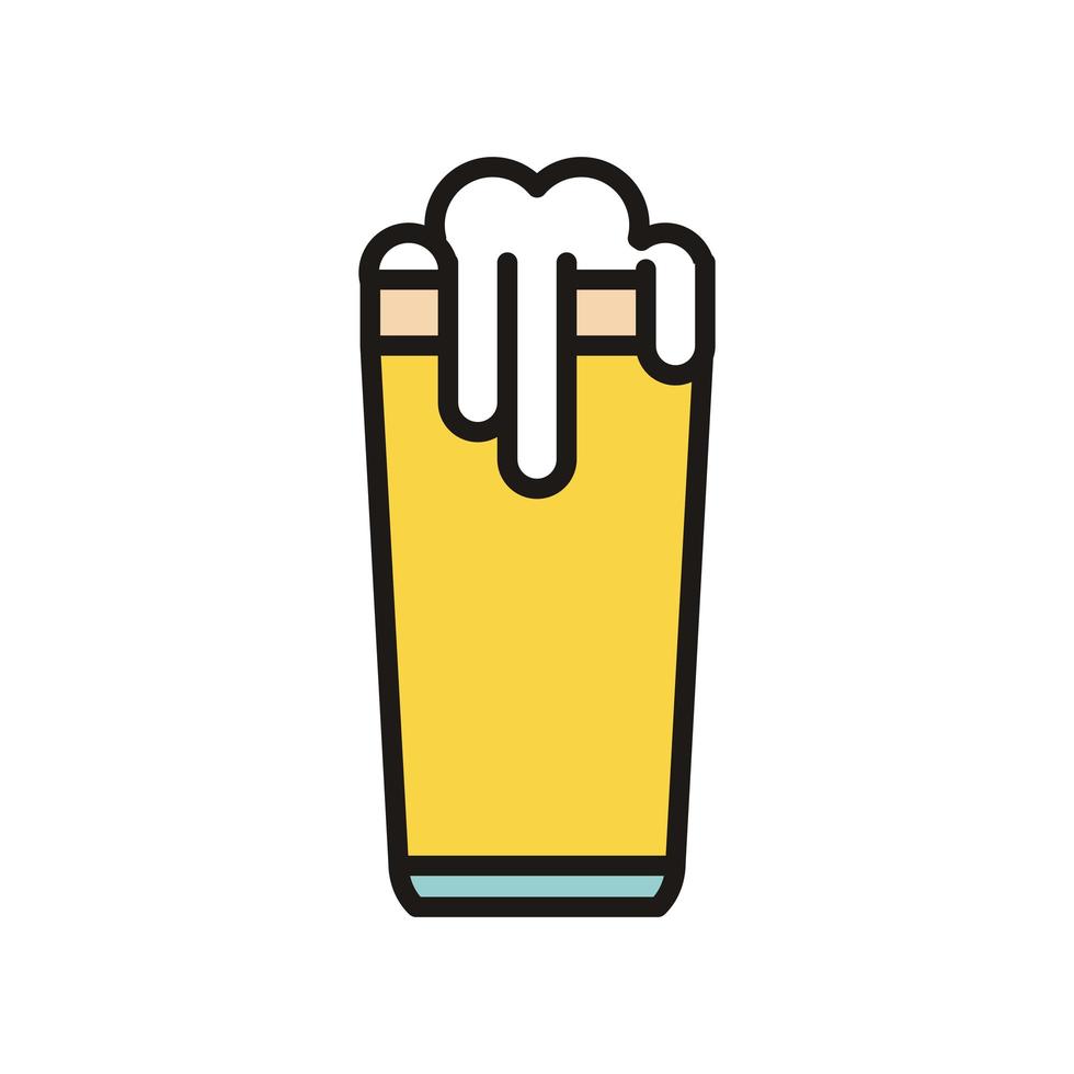 beer glass drink international day fill style vector