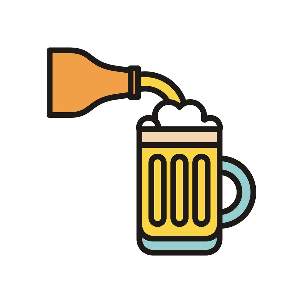 beer jar and bottle drink international day fill style vector
