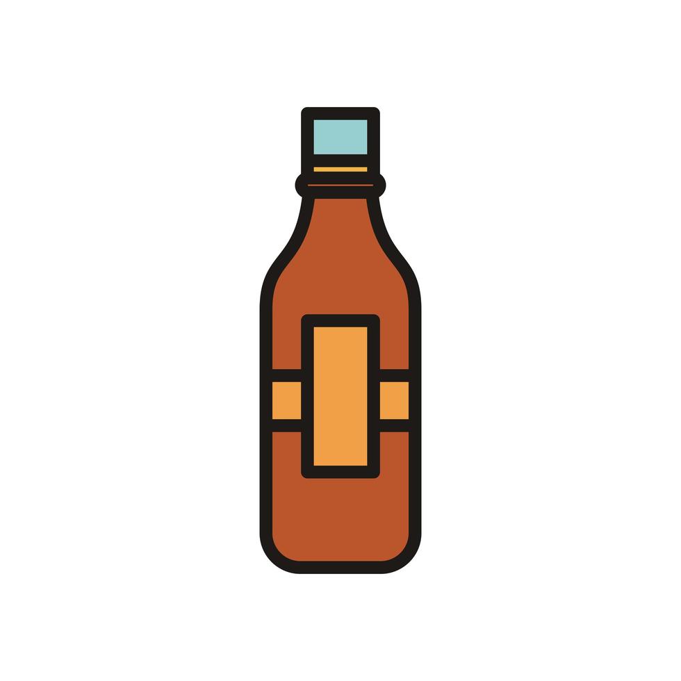 beer bottle drink international day fill style vector