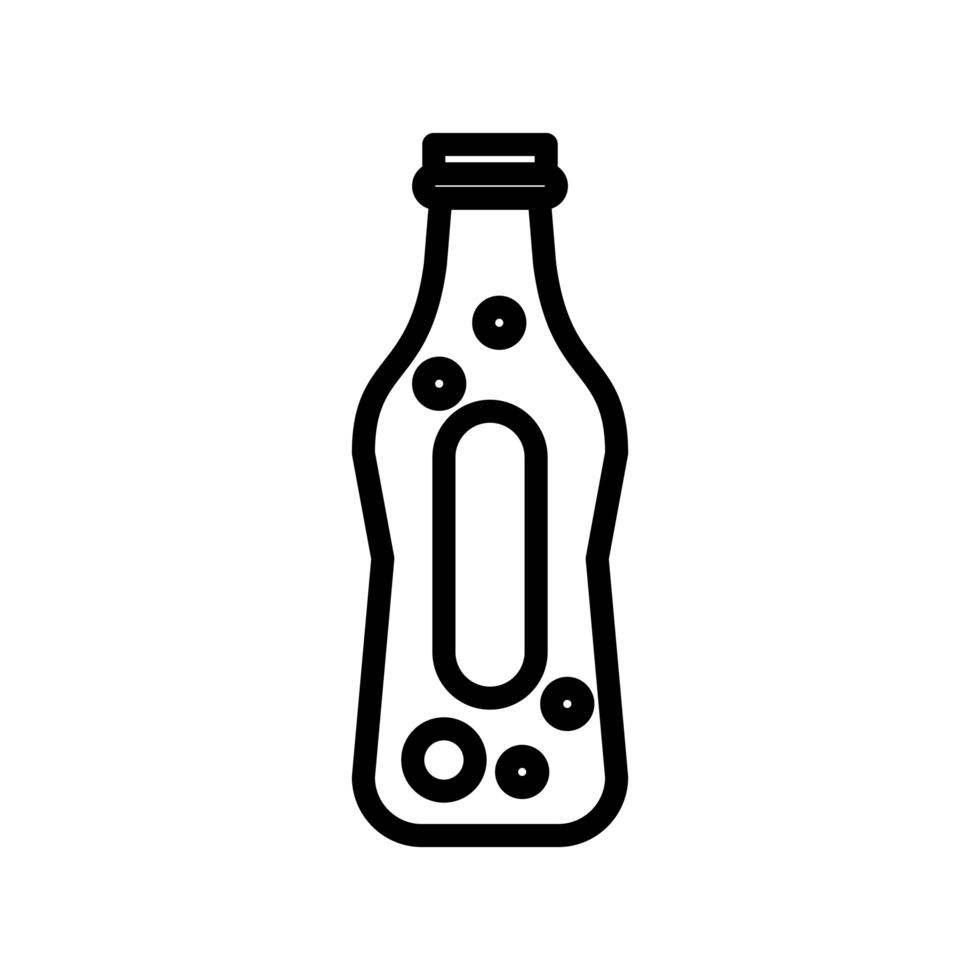 beer bottle drink international day line style vector