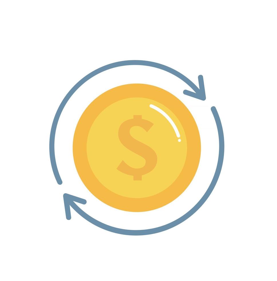 Gold Coin Cashback icon sign vector