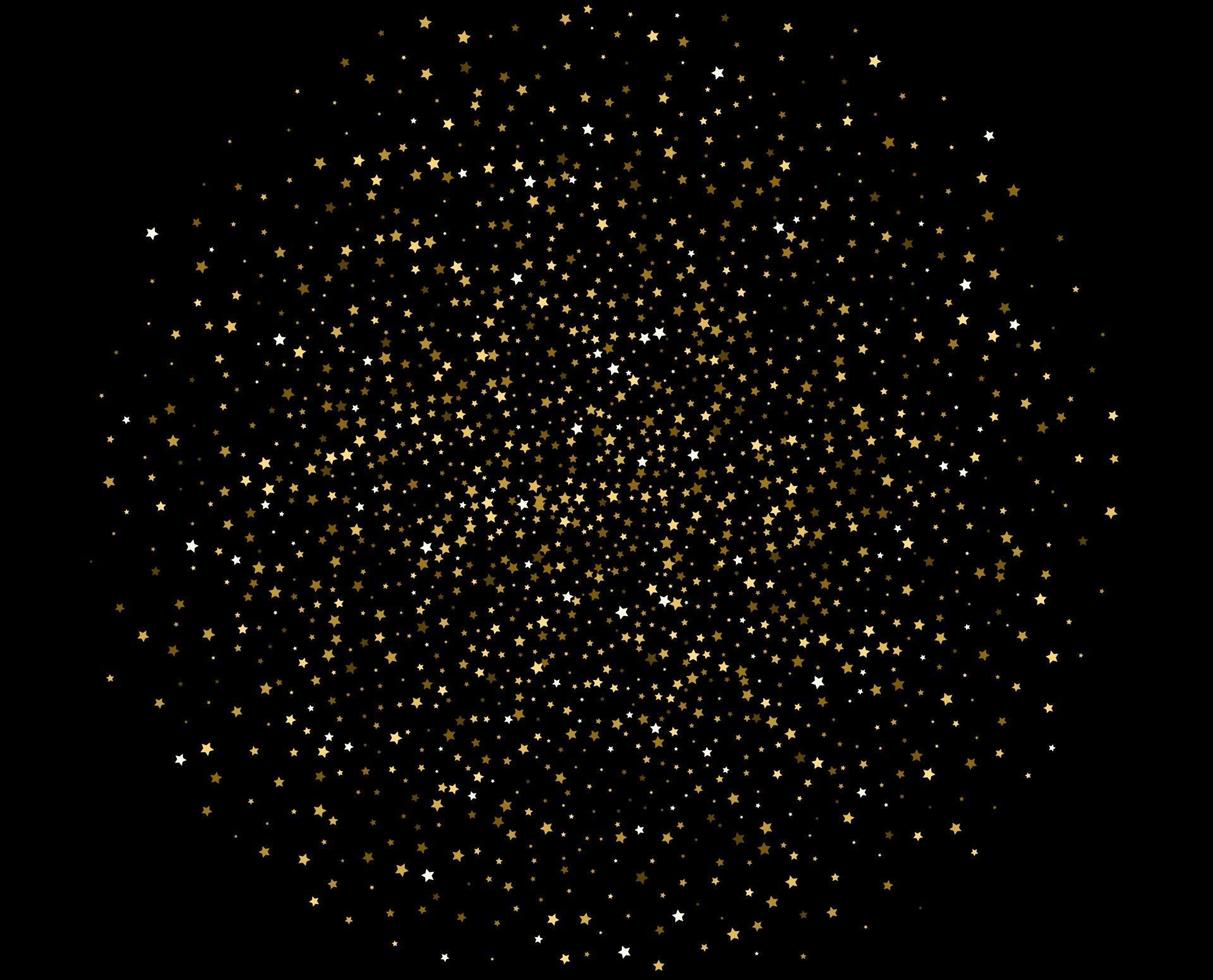 Patrón abstracto de estrellas doradas que caen al azar sobre negro vector