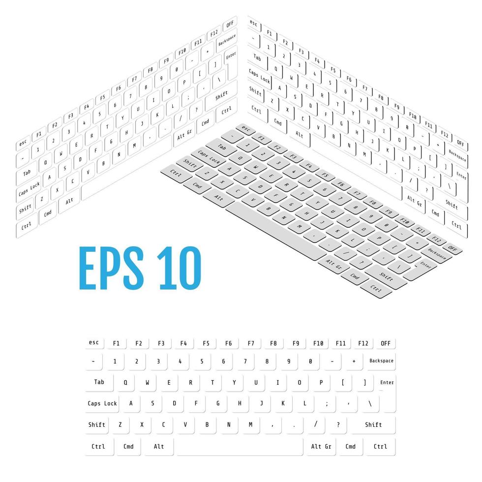 Realistic isometry of modern keyboard Vector illustration