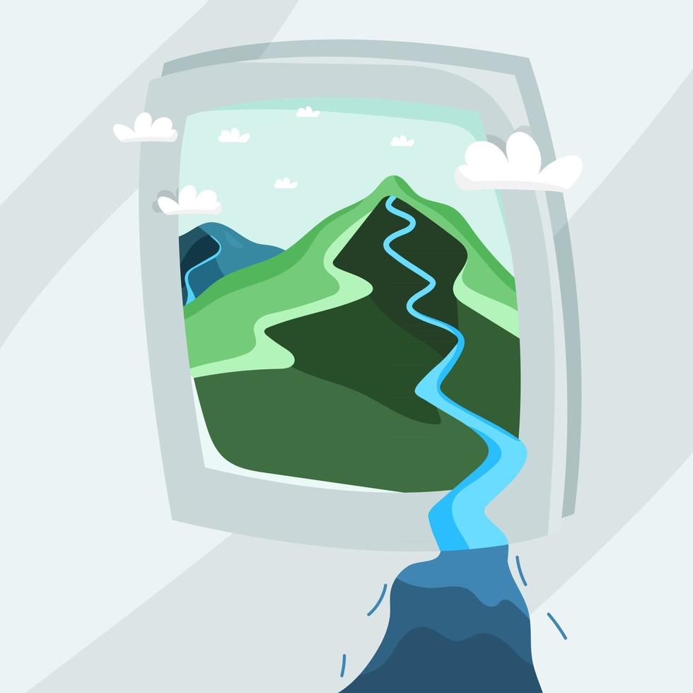 Painting with a landscape of mountains vector