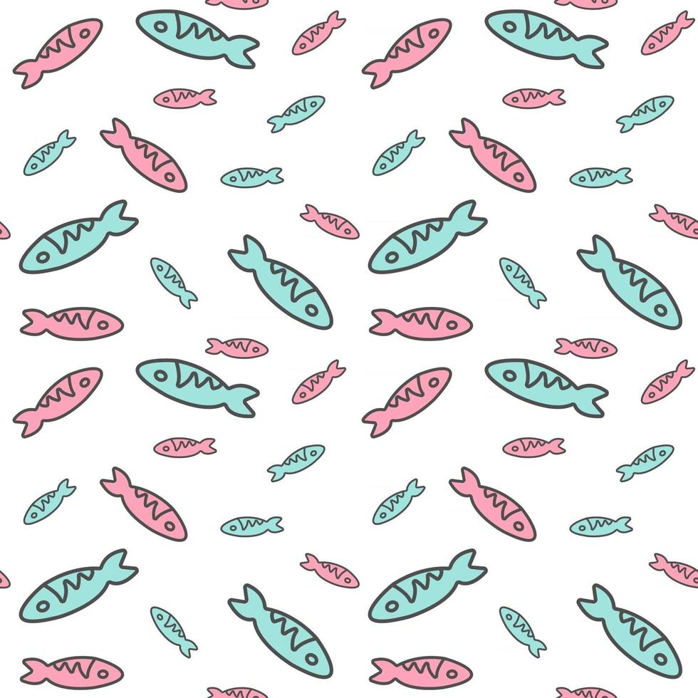 patrón sin fisuras con pequeños peces de colores estilo dibujado a mano  ilustración vectorial estilo de dibujos animados de fondo sin fin 2460046  Vector en Vecteezy