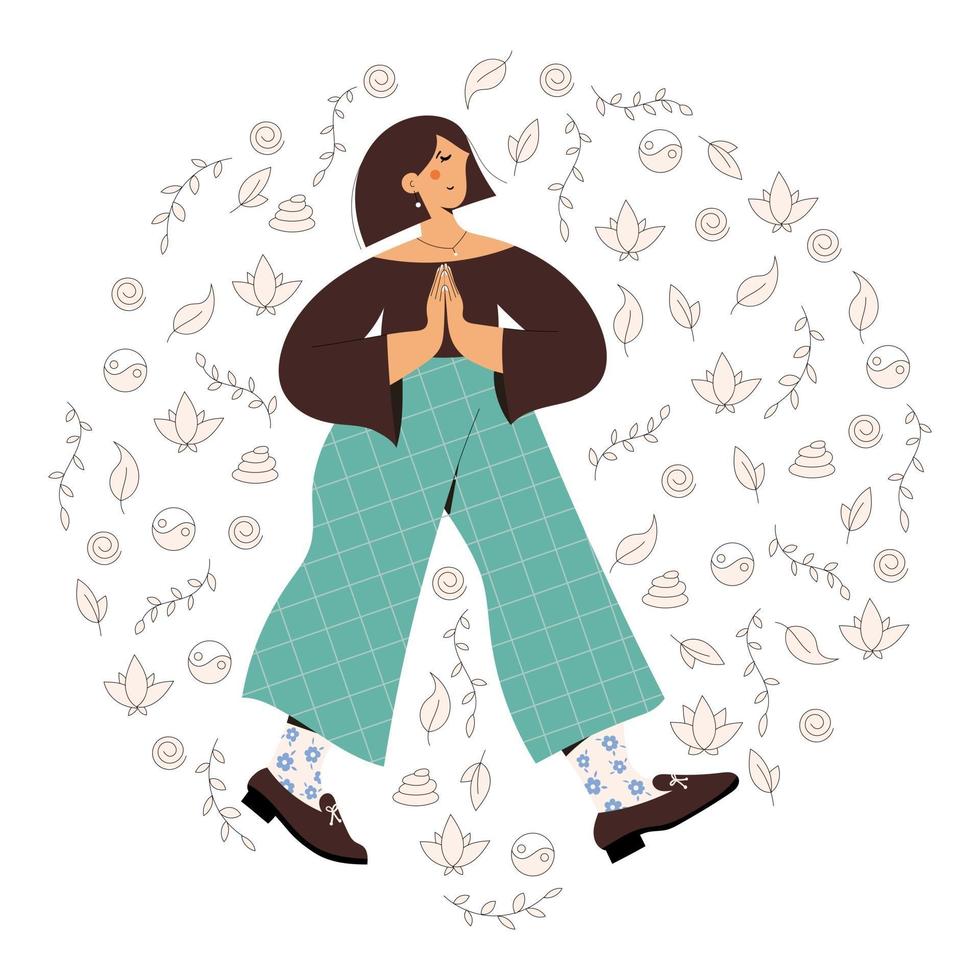 Mindful walking girl vector