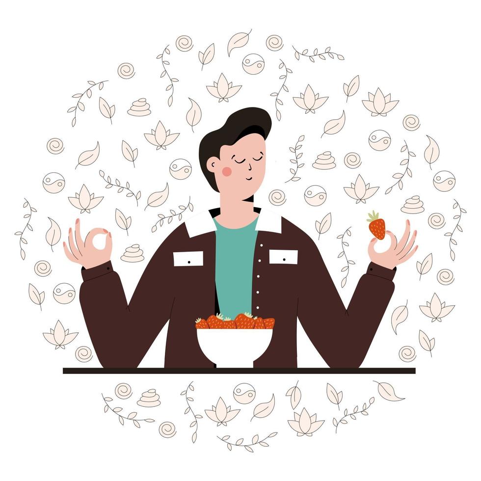 Mindful eating boy vector