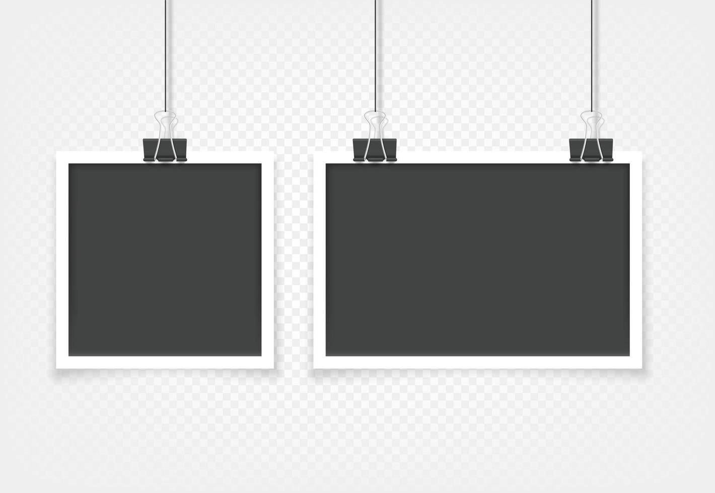 Retro photo frames hanging on a wall vector