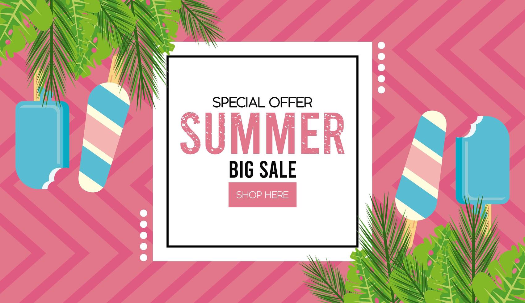 summer holidays sale poster with square frame vector