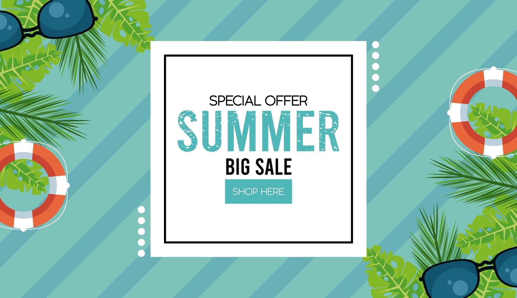 summer holidays sale poster with square frame vector