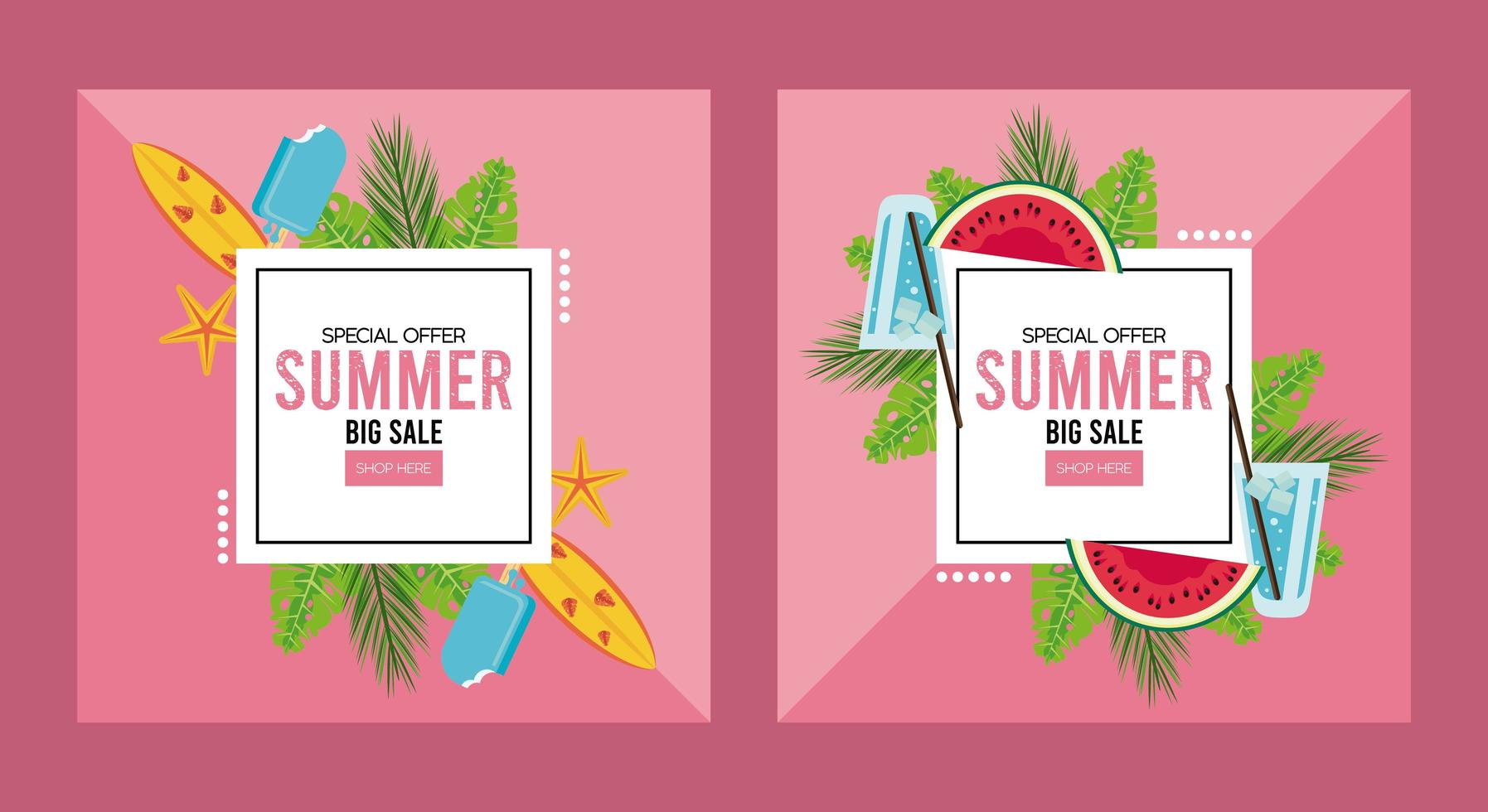 summer holidays sale poster with squares frames vector