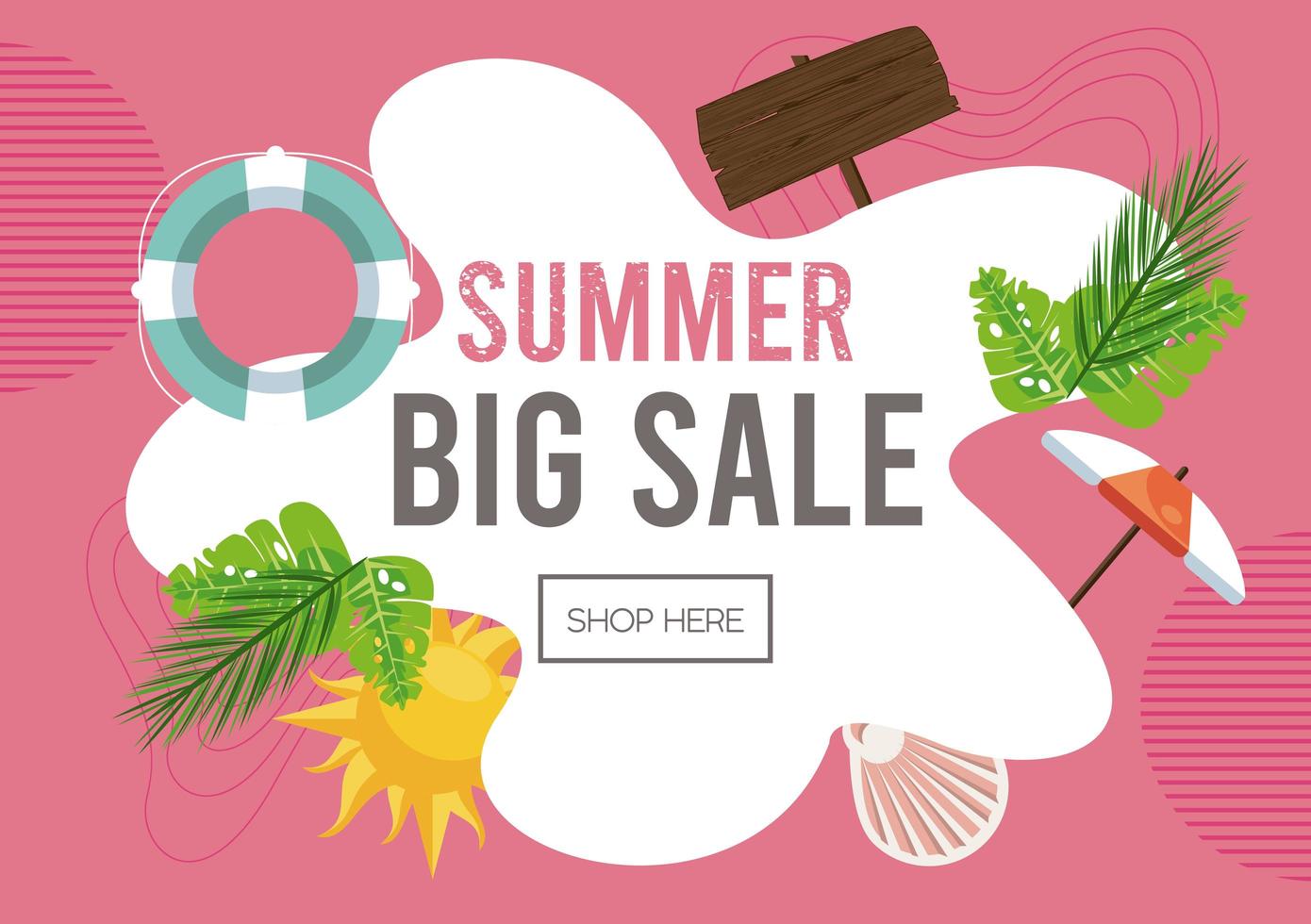 summer holidays sale poster with abstract frame vector