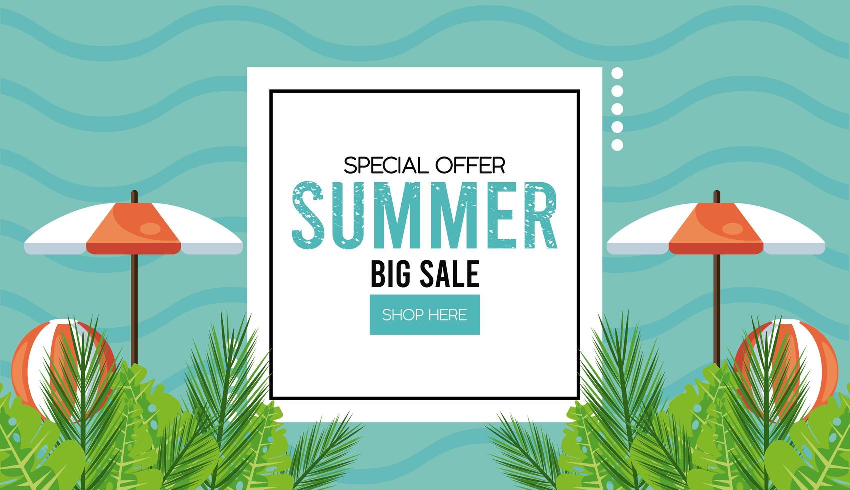 summer holidays sale poster with square frame vector