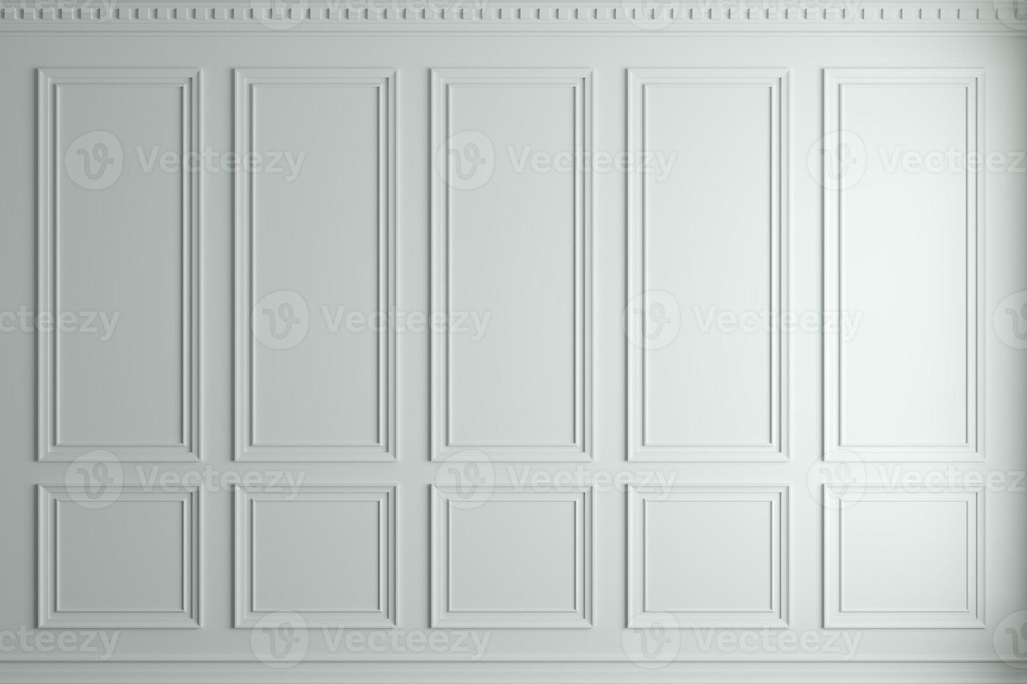 Classic wall of white wood panels photo