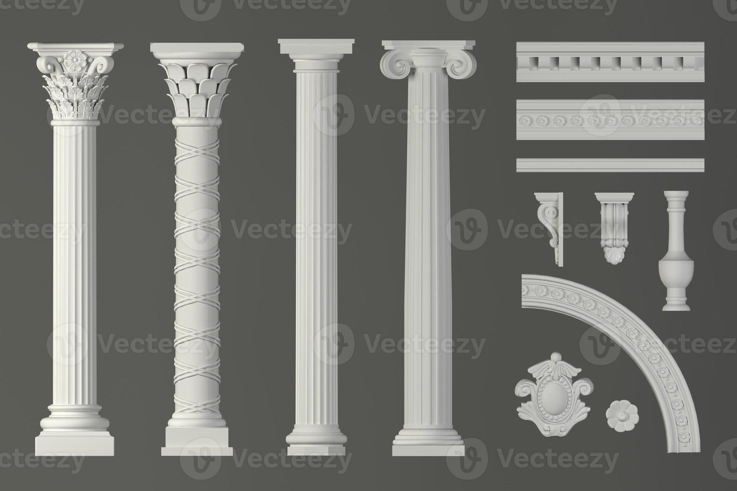 Classic white antique marble columns set photo