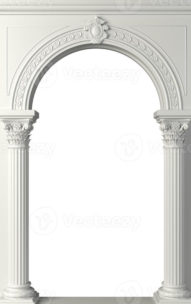 Classic antique arch portal with columns in room photo