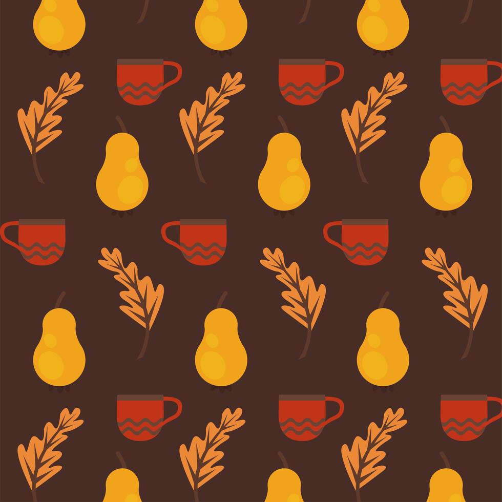 enjoy autumn poster with dry fruits and leafs pattern vector