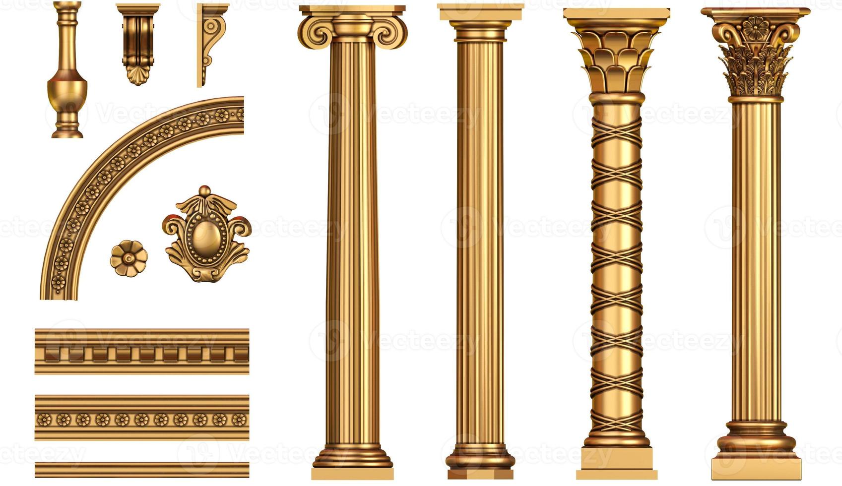 Classic antique golden columns set photo
