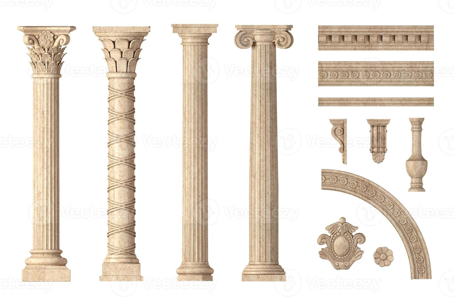 Classic antique marble columns set photo