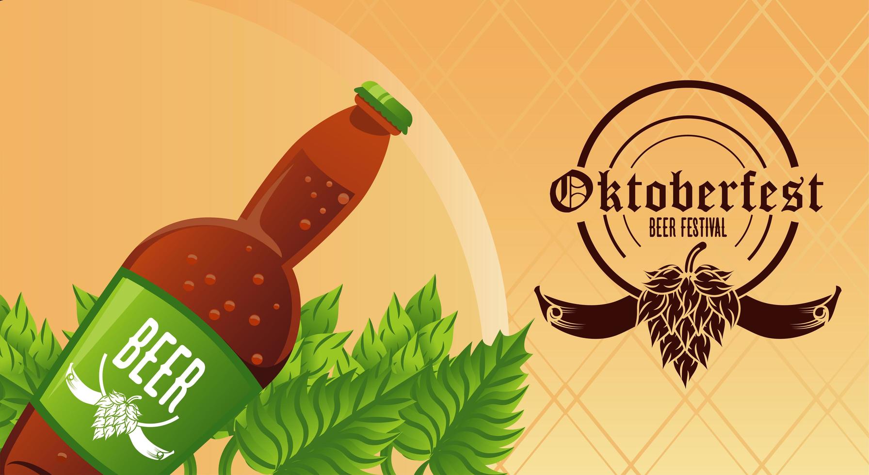 oktoberfest celebration festival poster with beer bottle vector