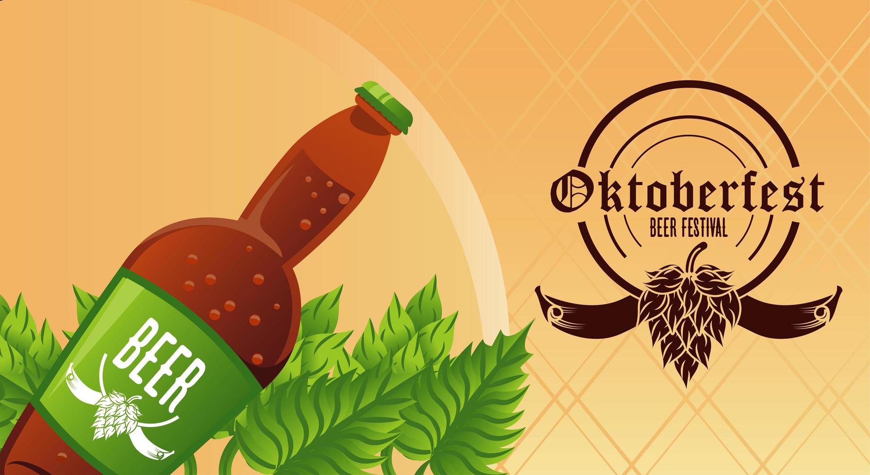 cartel del festival de celebración del oktoberfest con botella de cerveza vector