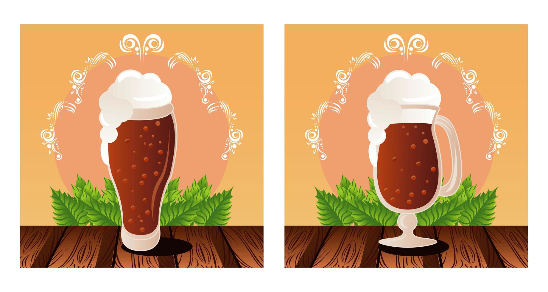 cartel del festival de celebración del oktoberfest con tazas de cerveza vector