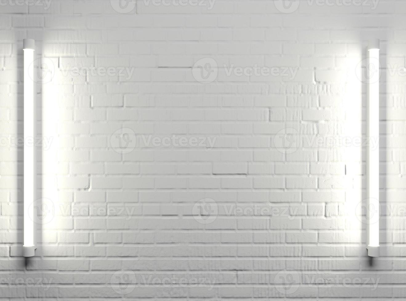 Fondo de pared de ladrillo antiguo blanco con lámparas foto
