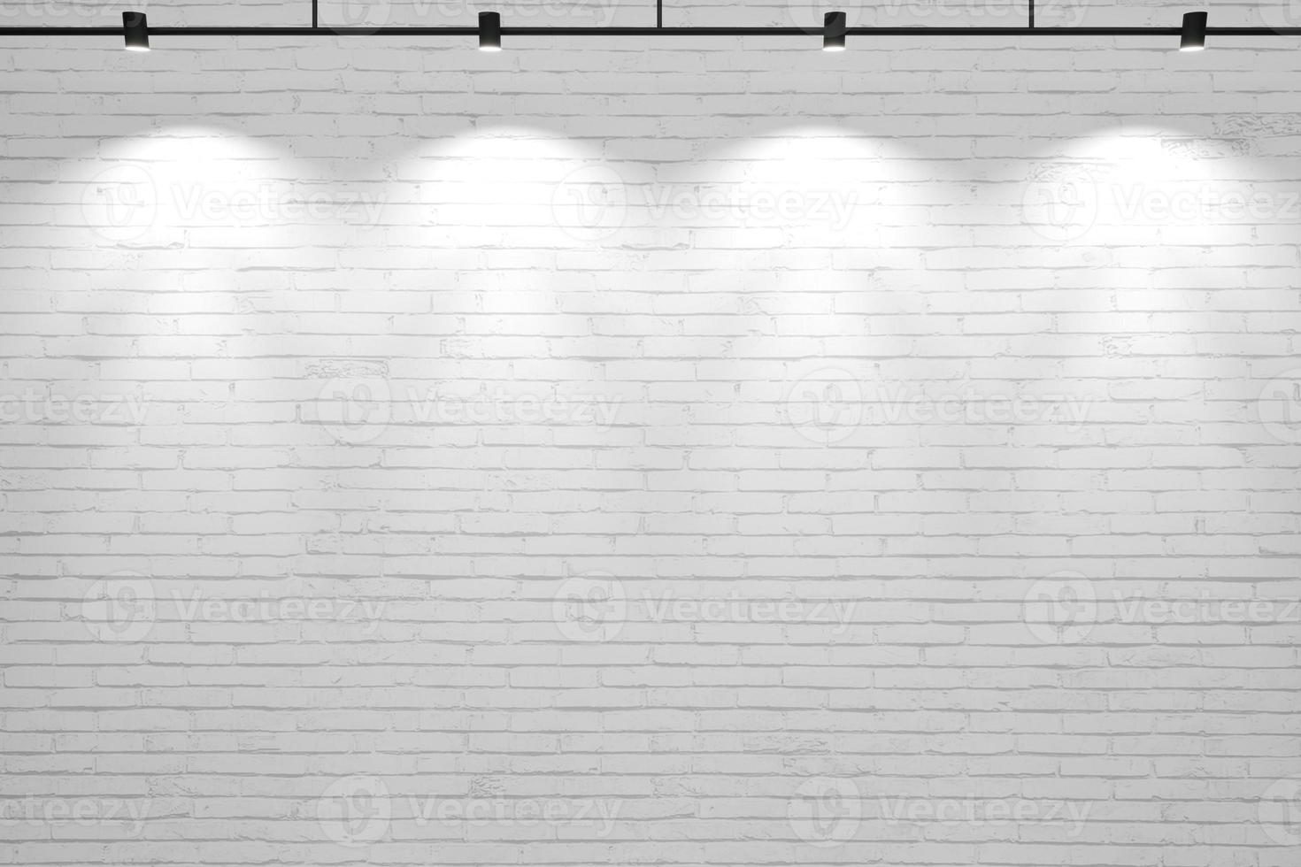 White old brick wall background with lamps photo