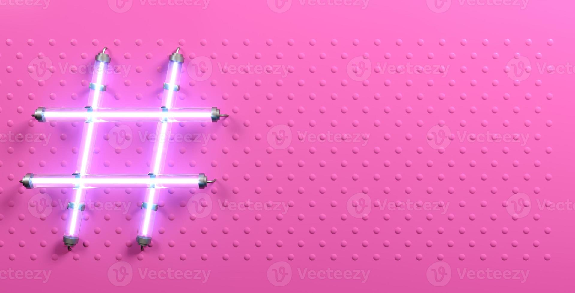 hashtag banner plástico rosa letrero de luz de neón foto