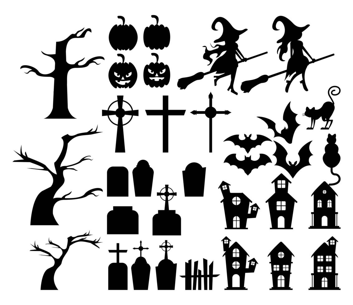 happy halloween bundle set icons vector