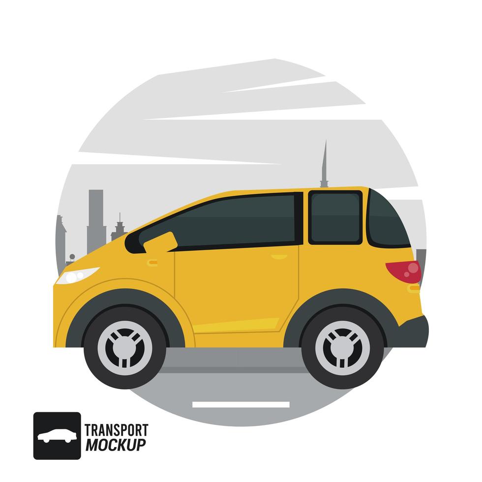 mockup car color yellow icon vector