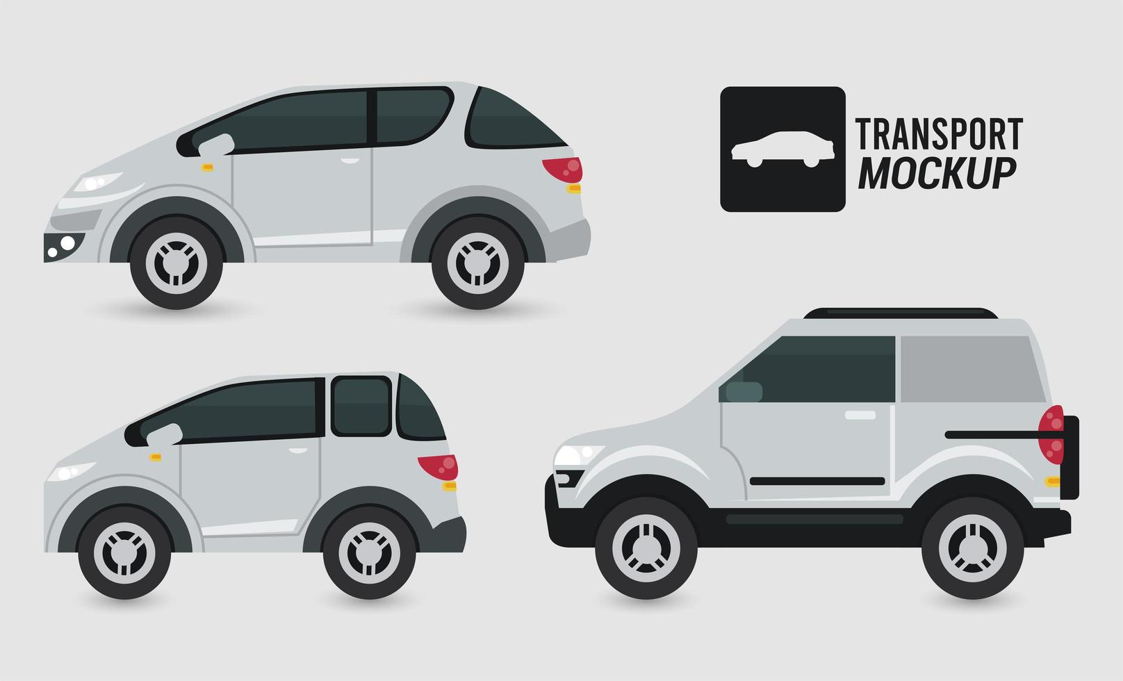 mockup cars color white isolated icons vector