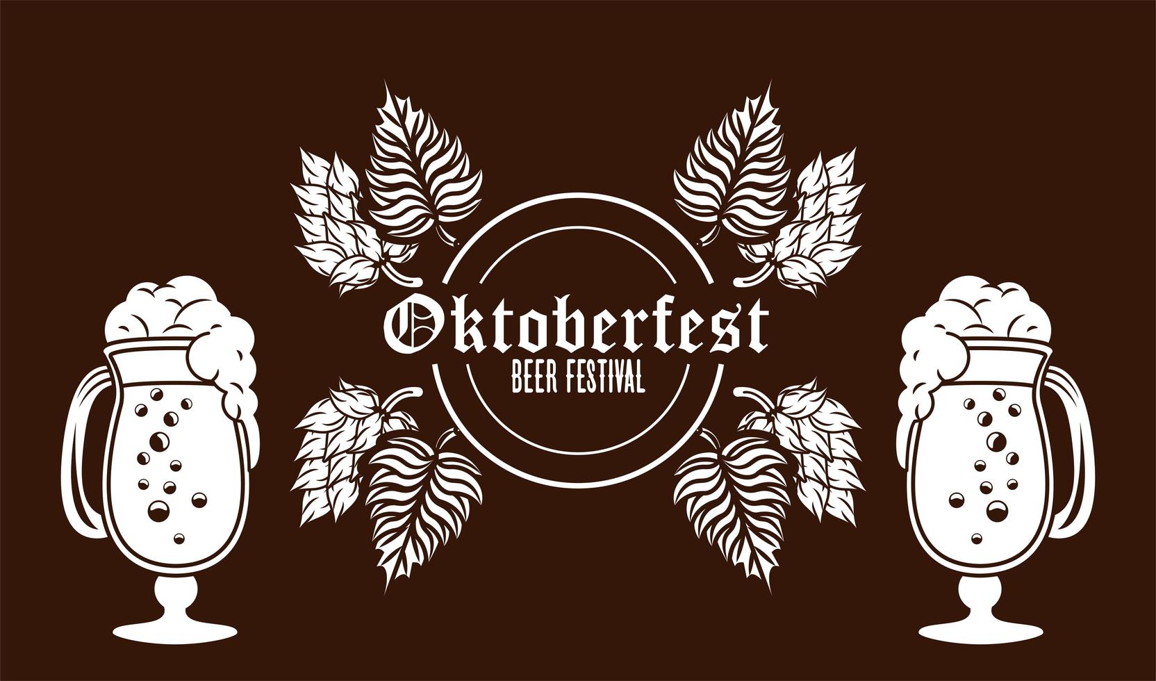 cartel del festival de celebración del oktoberfest con tazas de cerveza vector
