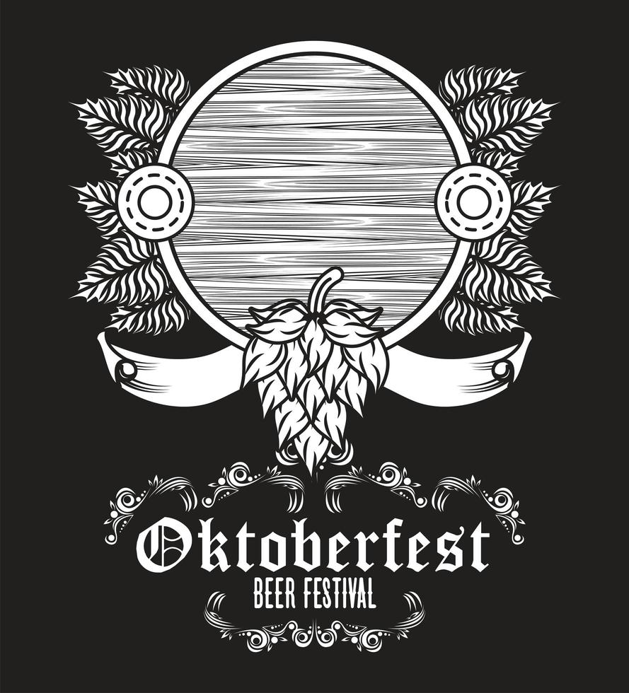 oktoberfest celebration festival with wooden barrel vector