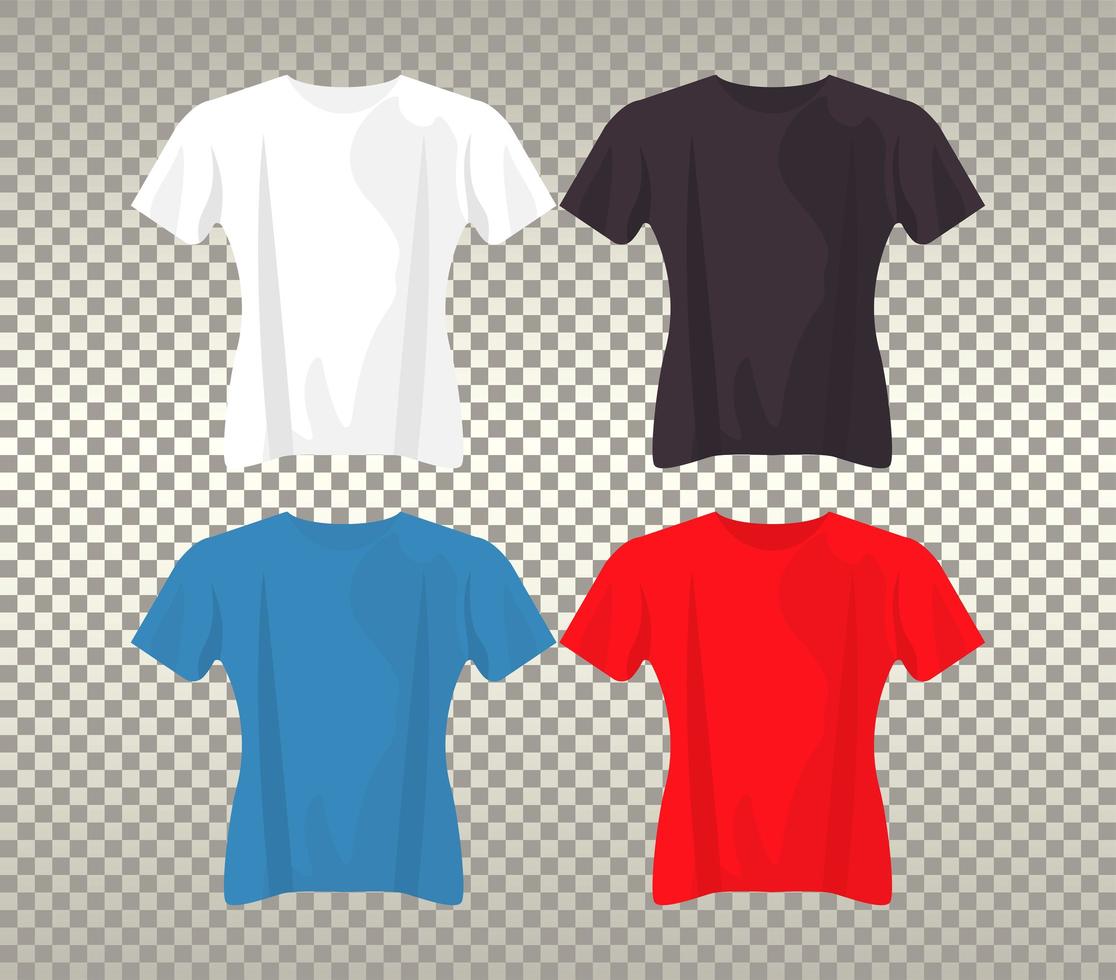 cuatro maquetas de camisetas establecen colores vector